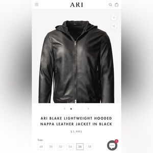 ARI Blake Lightweight Hooded Nappa Leather Jacket in Black